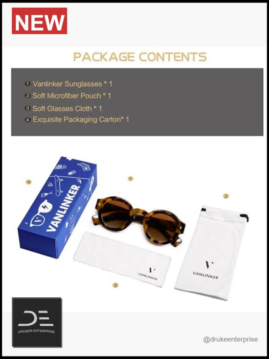 Vintage Round Polarized Sunglasses for Women Men Retro Circle Shades